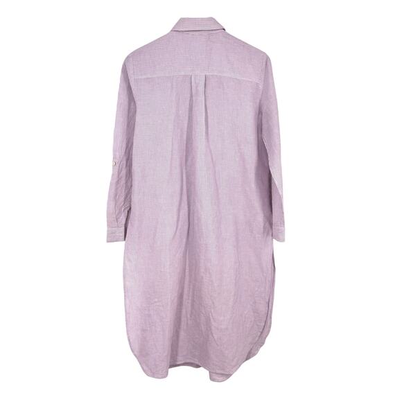 Chicos MEDIUM 1 8/10 LINEN BLEND Purple Stone Accent Long Line Shirt Top Tunic - Picture 10 of 10